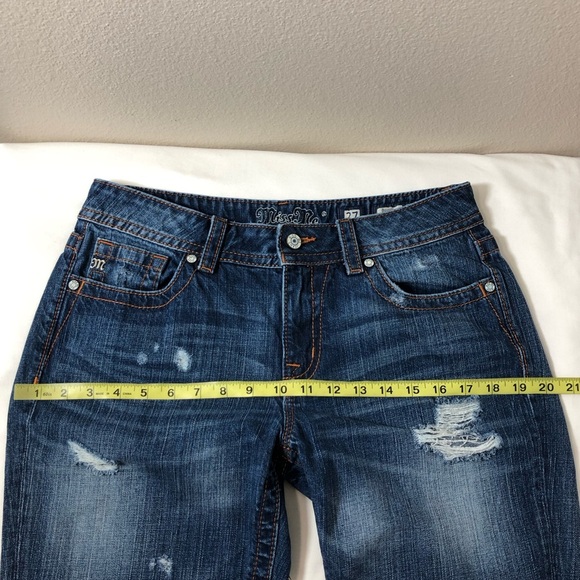 Miss Me Jeans Cotton Distress Ripped Blue Wash MidRise Boyfriend Ankle Jeans 27 - Picture 13 of 15